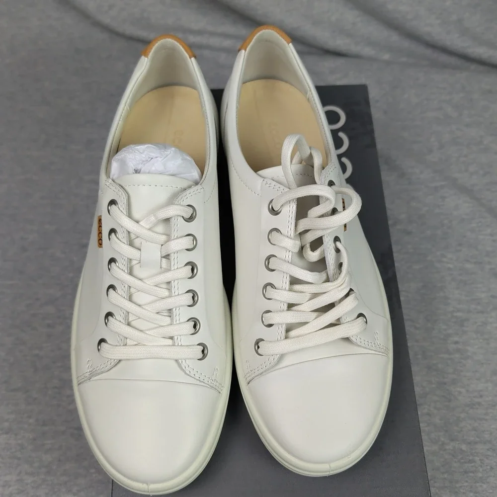 ECCO Soft 7 W White Leather Lace Up Sneakers 430003 01007 Womens 9-9.5 EU 40